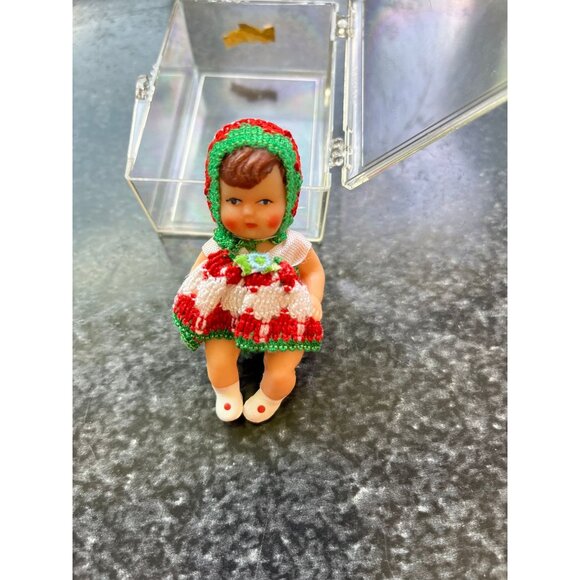 Vtg Miniature Baby Doll Hand Crocheted Costume Original Tag Box Made In Germany - Picture 4 of 9